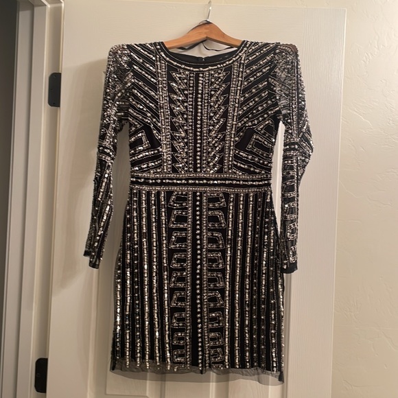 Gianni Bini Pearl Beaded Black Mini Dress - Picture 8 of 13